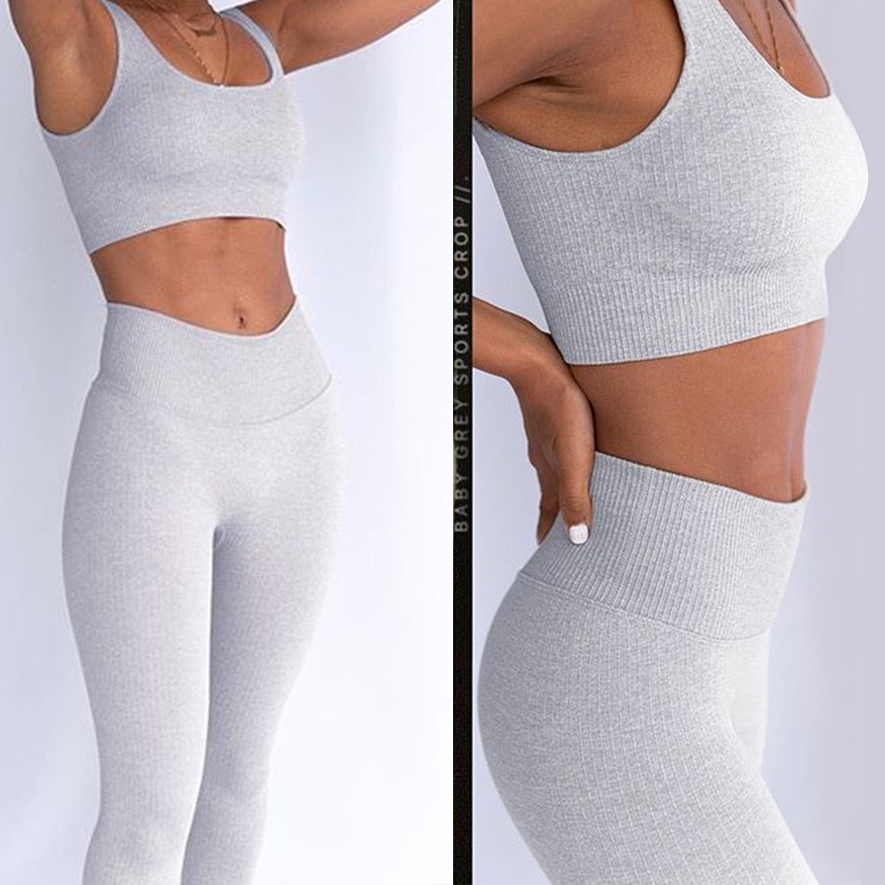 2 Pieces Seamless Fitness Yoga Suit Gym Push Up Clothes Workout Sport Set Padded Sports Bra High Waist Legging Sportswear The Clothing Company Sydney
