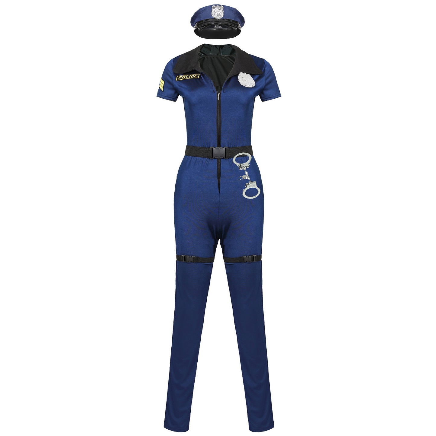 Female Cop Officer Policewomen Outfit Black Zipper Satin Police Women Cosplay Costume The Clothing Company Sydney