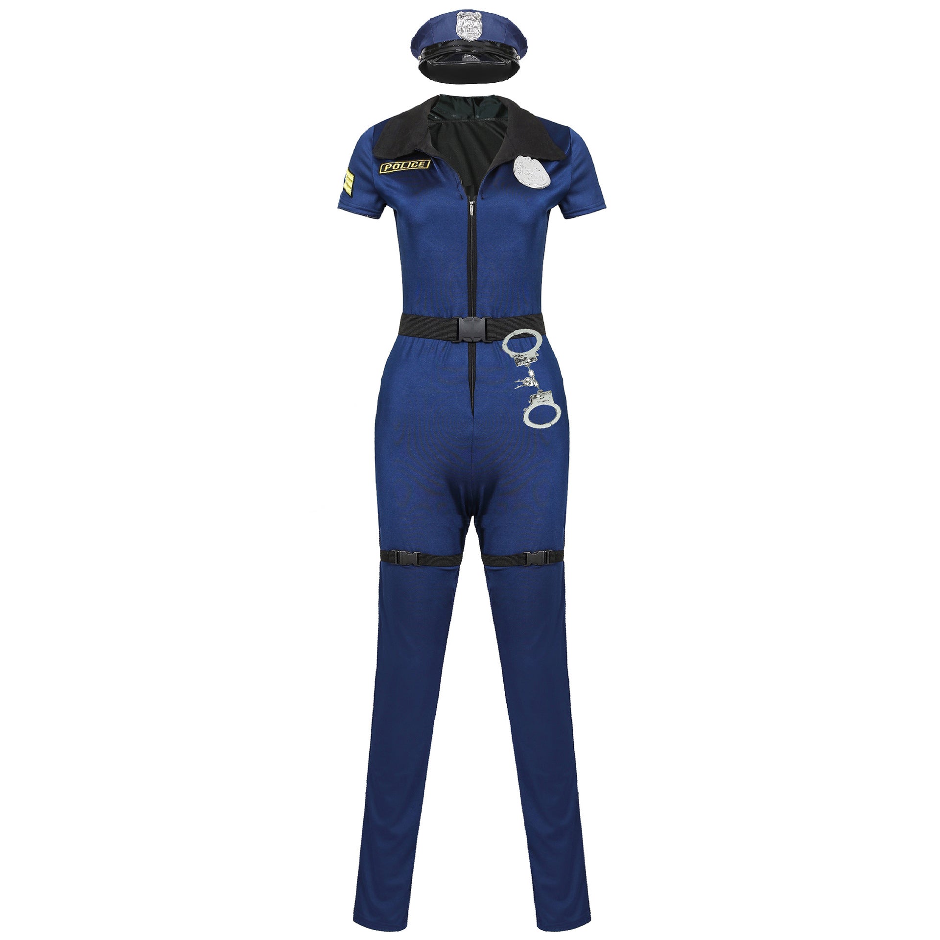 Female Cop Officer Policewomen Outfit Black Zipper Satin Police Women Cosplay Costume The Clothing Company Sydney