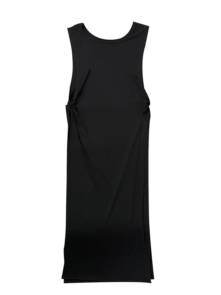 Solid Sleeveless Beach cover-ups dress Tunic Long Pareos Bikinis High Cut Cover up side slit beach dress Beachwear The Clothing Company Sydney