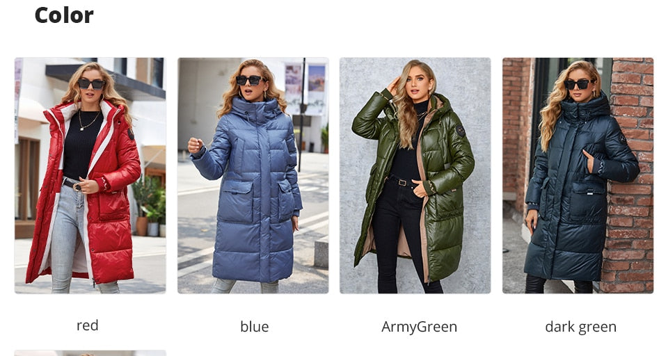 Women's down Jacket Long Classic zipper design Big Pocket Stand Collar Hooded Slim coat Women Parkas The Clothing Company Sydney