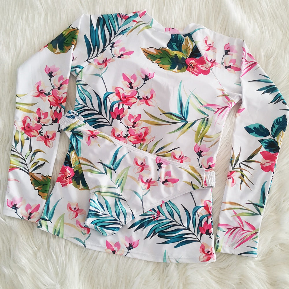 Long Sleeve Swimsuit Floral Print Bikini Bathing Suit Tankini Set Two-Piece Suits Swimwear  Bikini Set The Clothing Company Sydney