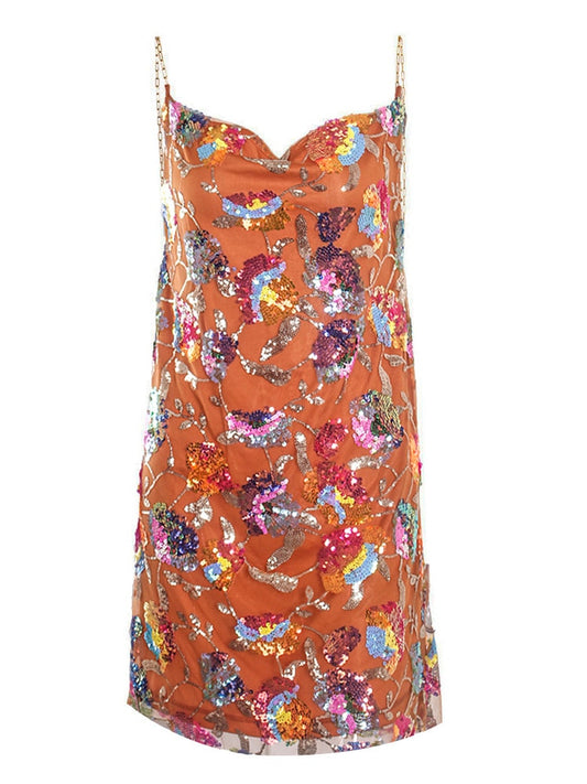 Sequin Backless Slip Mini Chain Straps Short Tulle Cocktail Summer Party Night Lush Prom Dress The Clothing Company Sydney