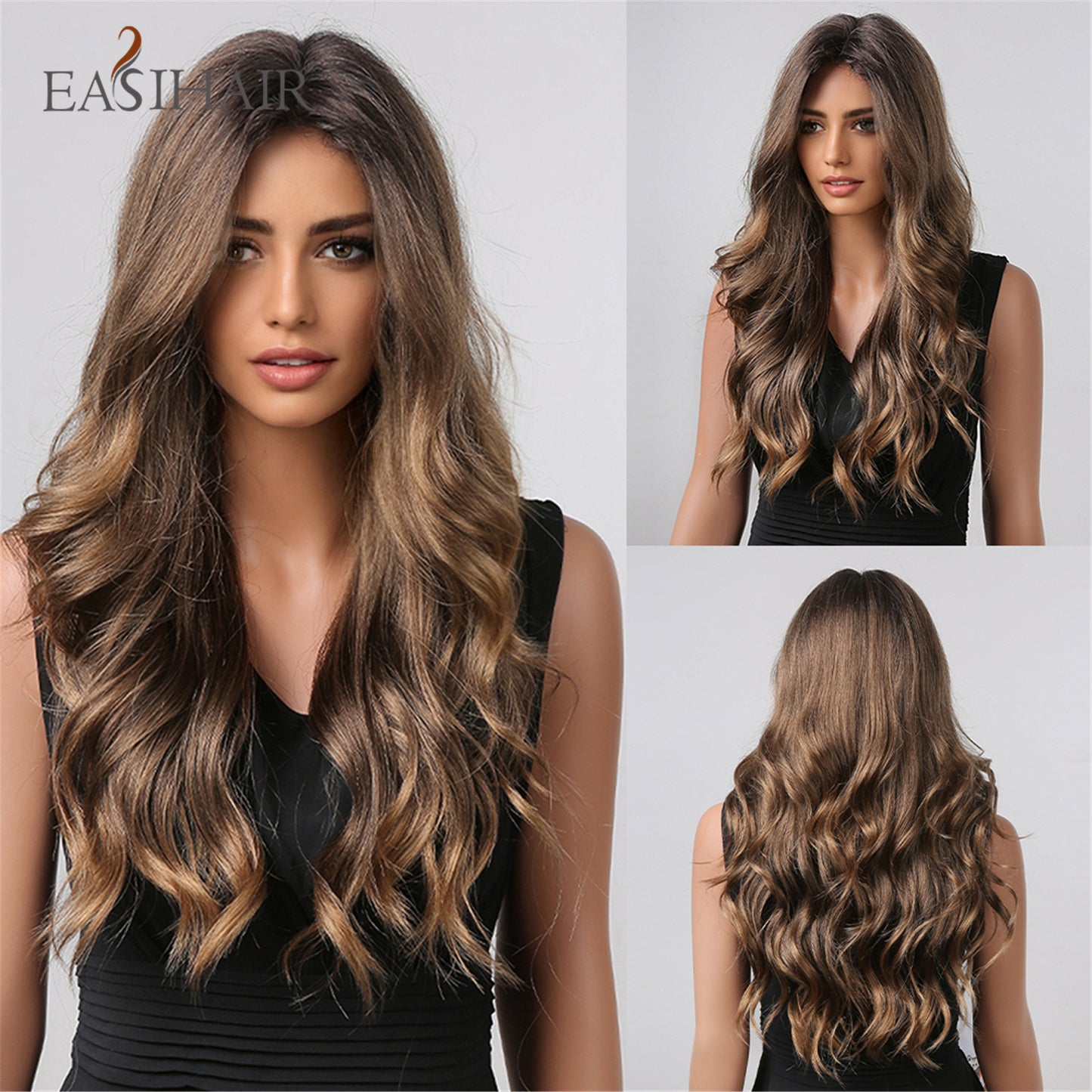 Brown Mixed Blonde Synthetic Wigs with Bang Long Natural Wavy Hair Wig for Women Daily Cosplay Use Heat Resistant Wigs The Clothing Company Sydney