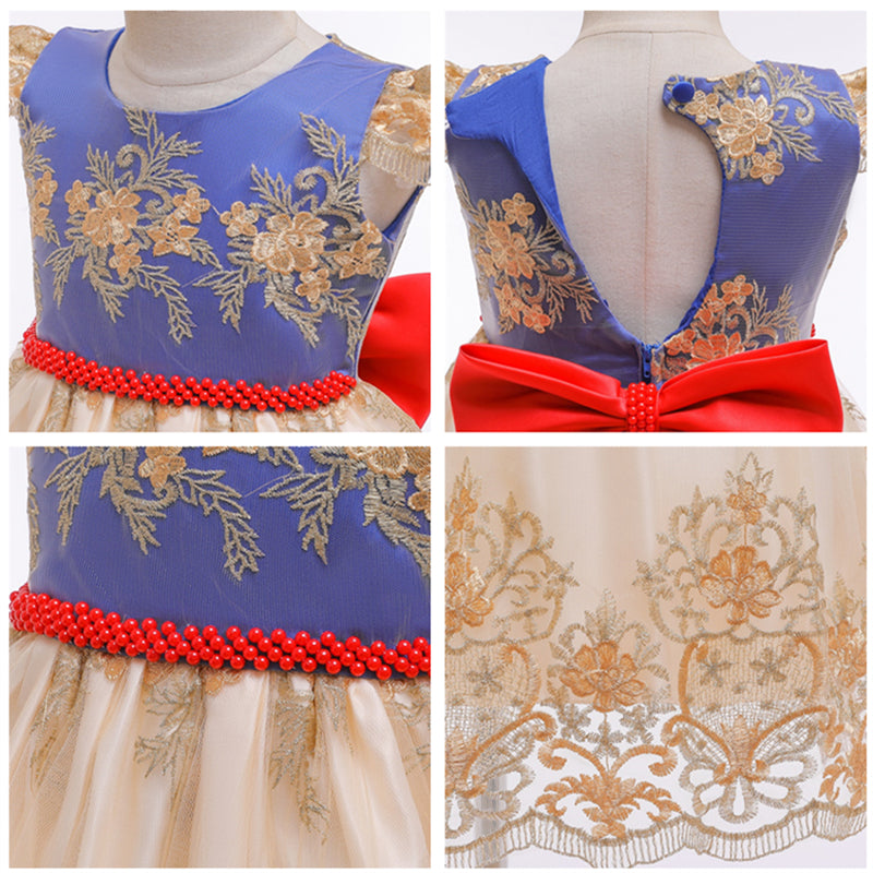 Embroidery Flower Wedding Evening Children Clothing Princess Party Kids Dresses for Girls Birthday Party Lace Flower Ball Gown The Clothing Company Sydney