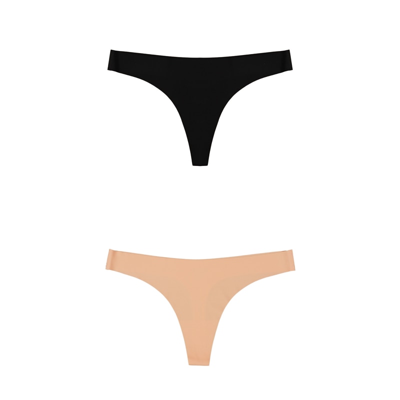 2 Pack Thong G-string Women Seamless Underwear Ice Silk Super Thin Breathable Low Waist Solid Briefs Panties Lingerie The Clothing Company Sydney