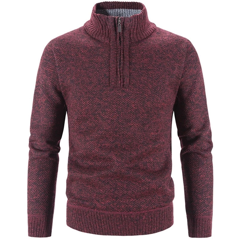 Winter Men's Fleece Thicker Sweater Half Zipper Turtleneck Warm Pullover Quality Male Slim Knitted Sweaters The Clothing Company Sydney