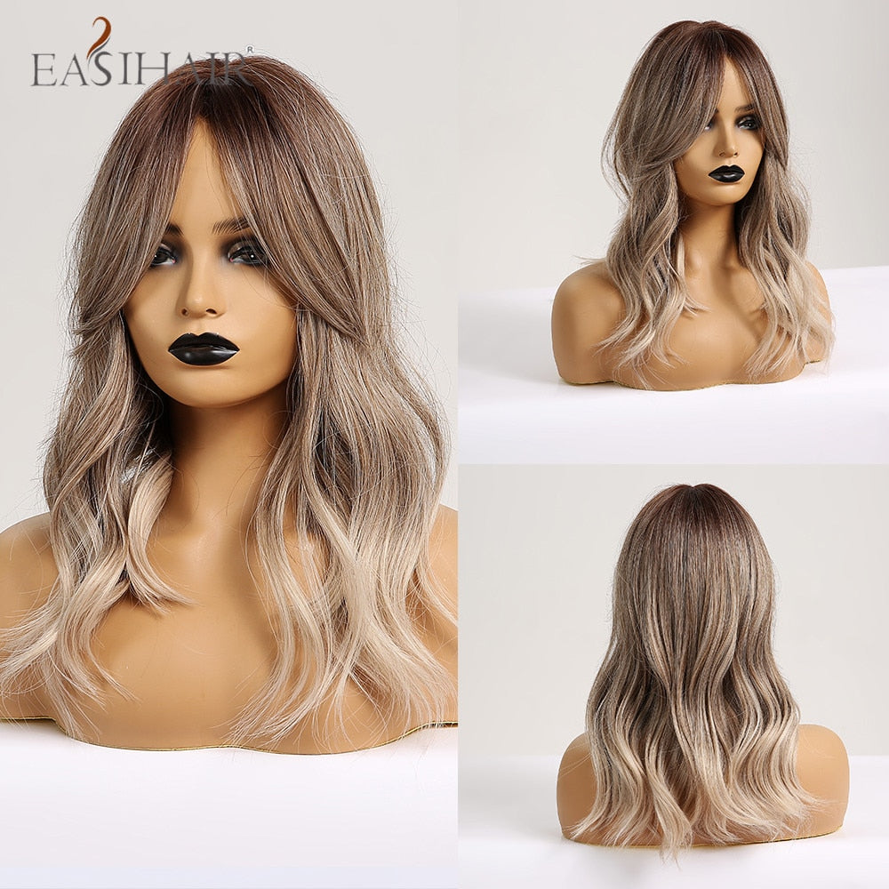 Short Straight Bob Wigs with Bang Golden Brown Natural Synthetic Hair for Women Daily Cosplay Heat Resistant Fiber Wigs The Clothing Company Sydney