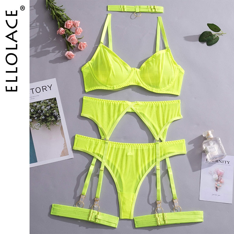 4 Piece Lingerie Underwear Bra Garters Brief Sets Transparent Lace Seamless Panties Set The Clothing Company Sydney