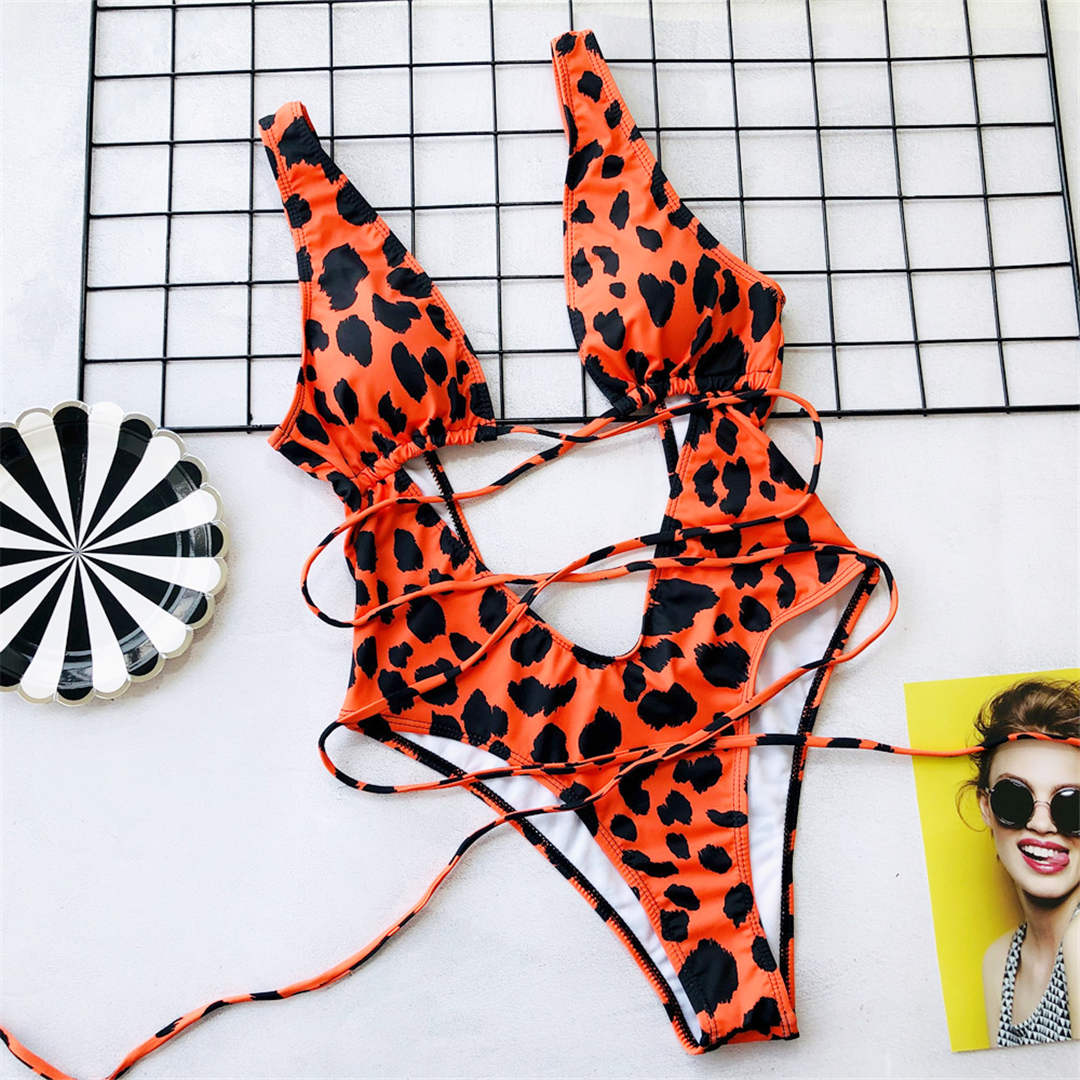 Bandage Wrap Around Tummy Cut Out Deep V Monokini One Piece Swimsuit Swimwear Bather Bathing Suit