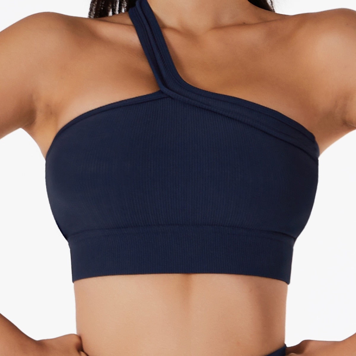Seamless Thread Fabric Fitness Bra Single Shoulder Strap Gym Top Sports Underwear Outerwear Running Yoga Clothes The Clothing Company Sydney
