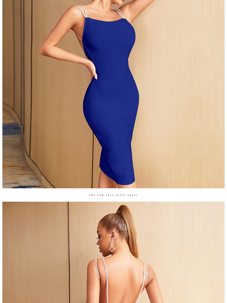 Summer Spaghetti Strap Backless Bandage Dress Diamonds Celebrity Club Evening Runway Party Dresses The Clothing Company Sydney