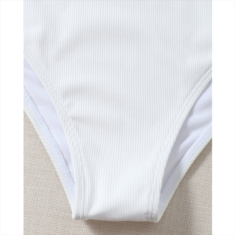 Ribbed One Piece Women Swimsuits Cut Out Swimwear High Neck Bodysuit Solid Beachwear Cross Back Monokini Clothing Company Sydney