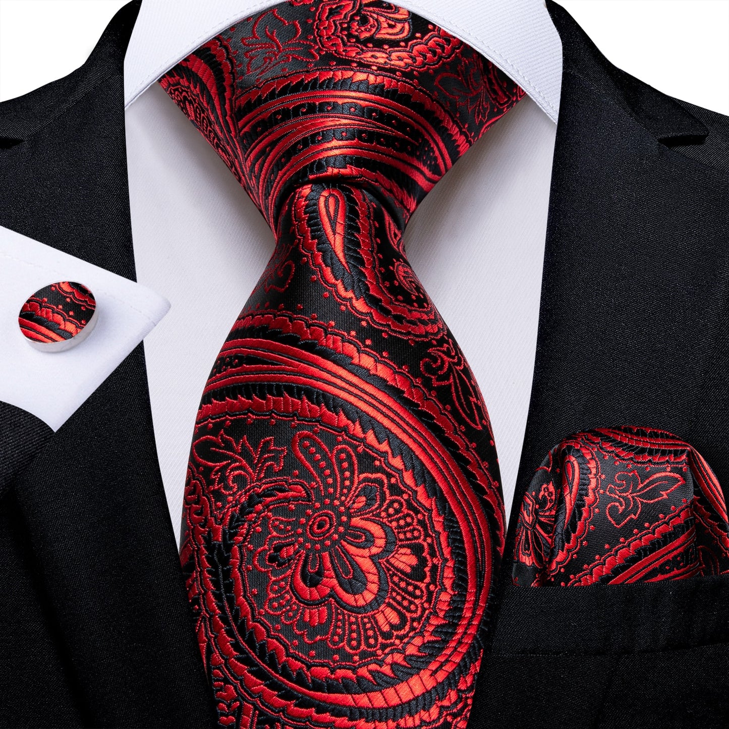 Designer Wedding Men's Tie Red Solid Striped Paisley Neckties For Men Business Hanky Cufflinks Tie Set The Clothing Company Sydney