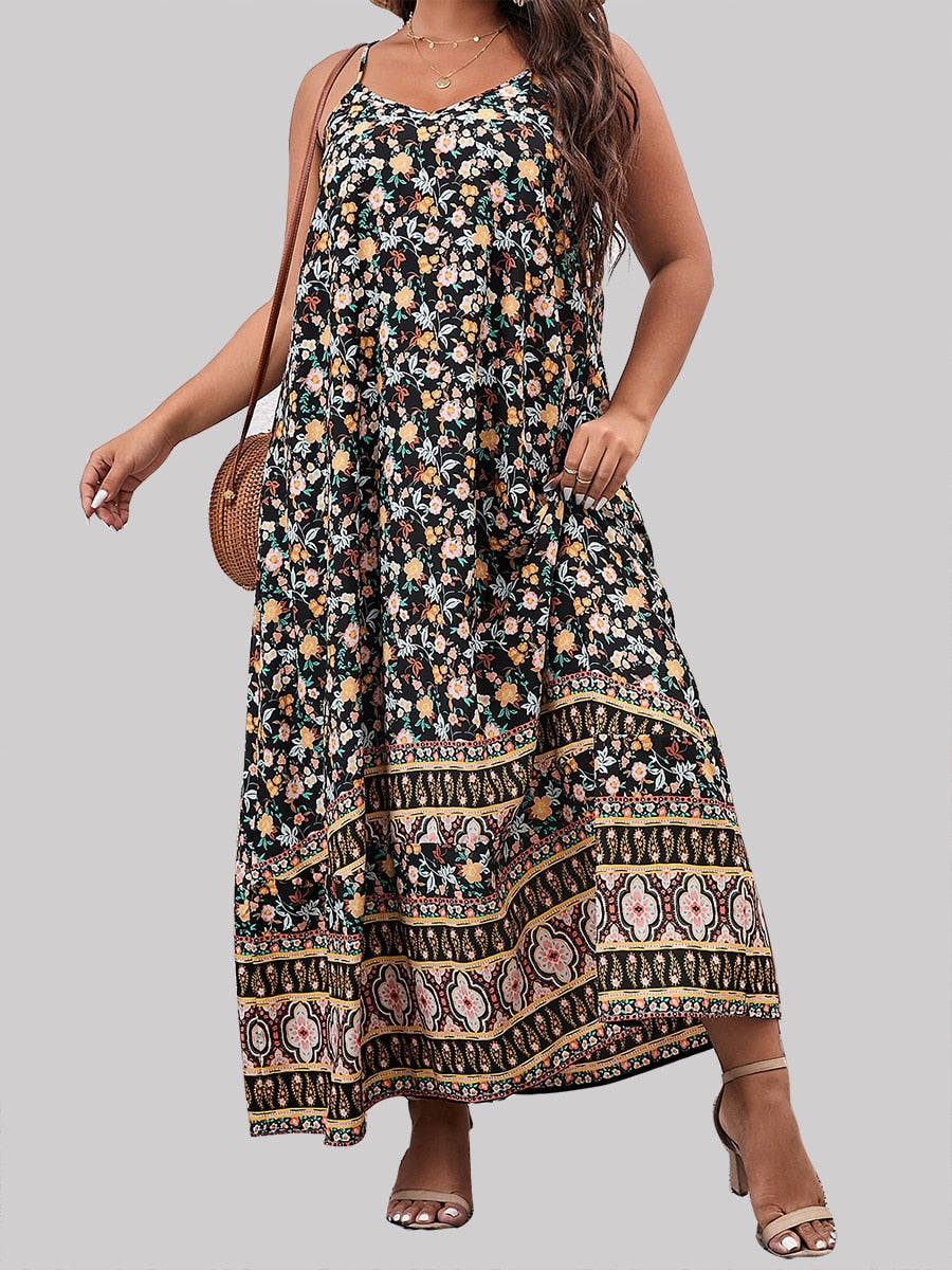 Ditsy Floral Maxi Cami Dress Backless Plus Size Women's Summer Elegant Large Hem Beach Dresses The Clothing Company Sydney
