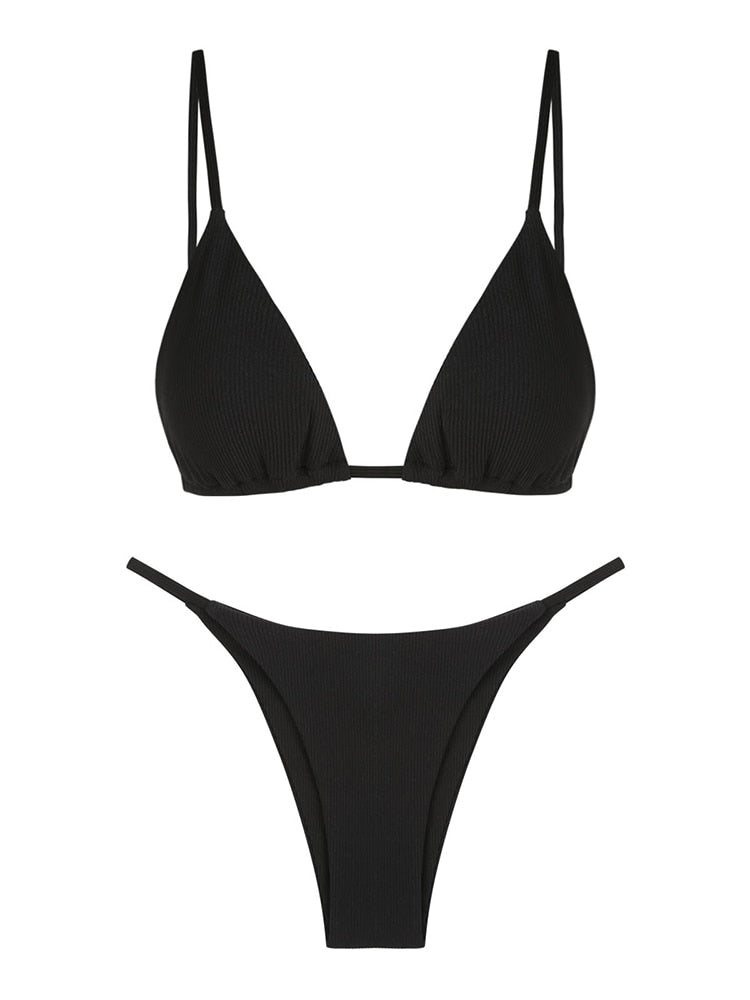 Low Waist Padded Bodysuit Two Pieces Swimsuit Tarzan Gather Cup Bikinis Curtain String Ribbed Two-Piece Suits The Clothing Company Sydney