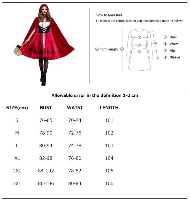 Halloween Ladies Little Red Riding Hood Costume Fantasy Hen Party Robe Cosplay Game Uniform Fancy Dress The Clothing Company Sydney