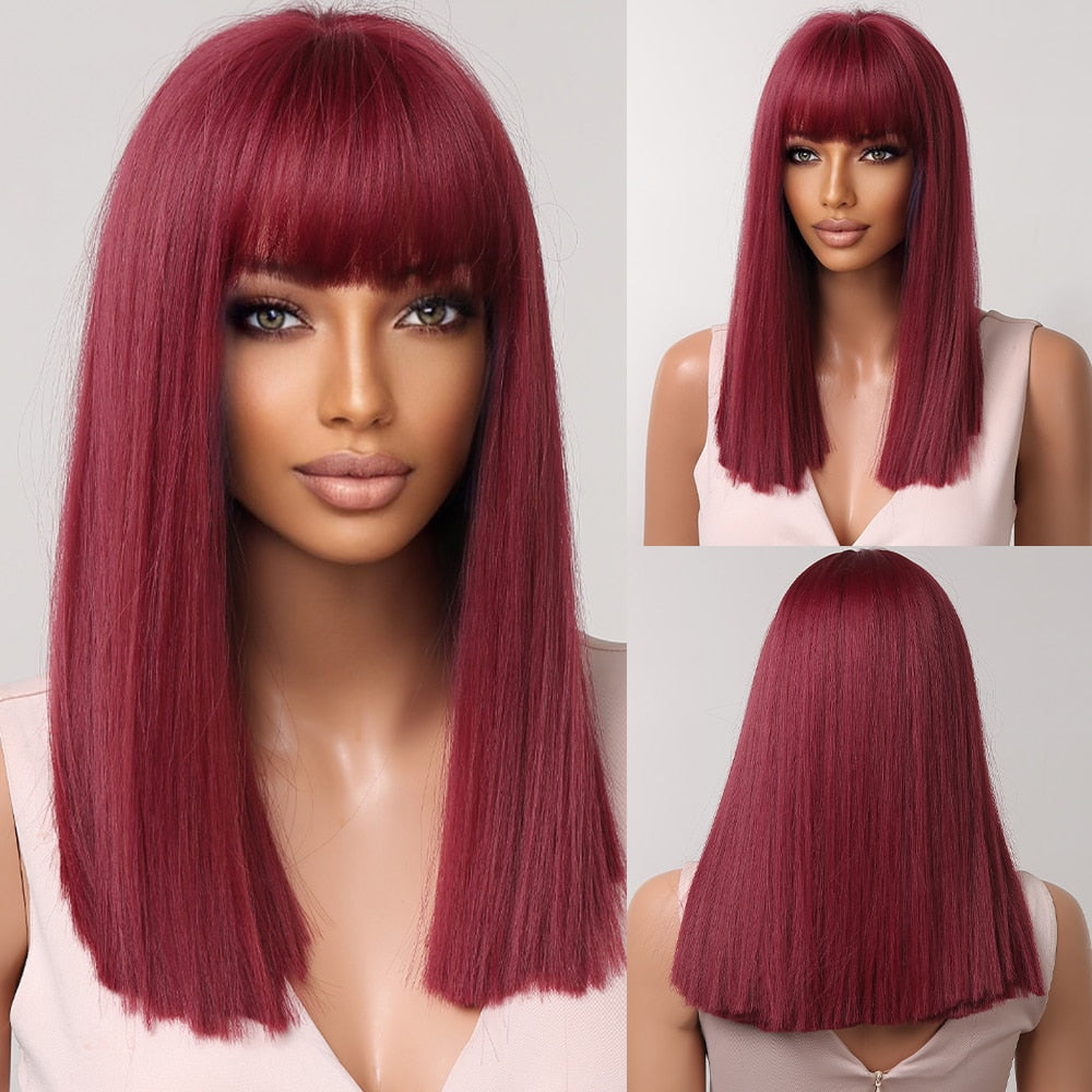 Short Straight Synthetic Wigs for Women Blonde to Brown Ombre Bob Wigs with Bangs Daily Cosplay Party Heat Resistant Wigs The Clothing Company Sydney