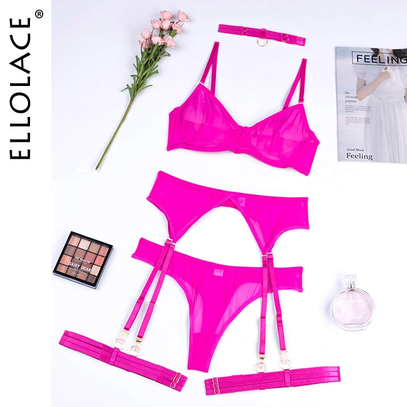 4 Piece Lingerie Underwear Bra Garters Brief Sets Transparent Lace Seamless Panties Set The Clothing Company Sydney