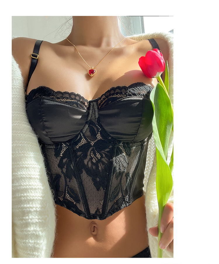 Lace Embroidery Bra Set Lingerie Steel Rubber Bone Push Up Bras French Brassiere Top and Panty Set Underwear The Clothing Company Sydney