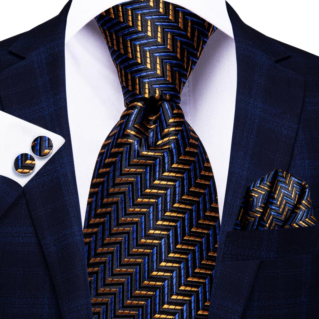 Business Tie for Men Silk Blue Tie Dots Necktie Set Plaid Cufflinks for Wedding Business Tie 150cm The Clothing Company Sydney