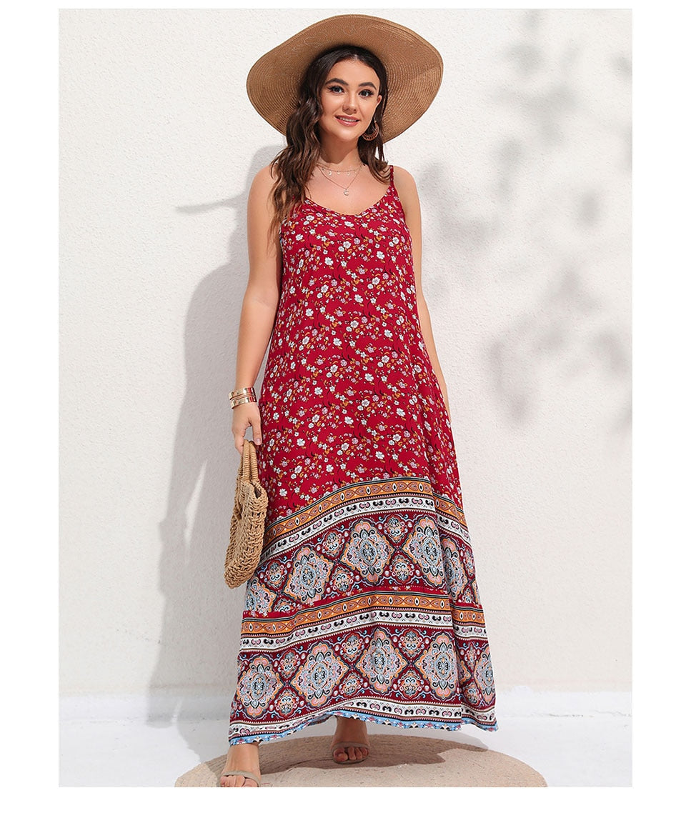 Ditsy Floral Maxi Cami Dress Backless Plus Size Women's Summer Elegant Large Hem Beach Dresses The Clothing Company Sydney