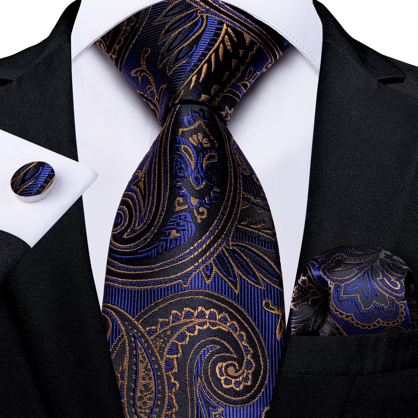 Classic 100% Silk Men's Ties 8cm Blue Plaid Dot Striped Business Necktie Handkerchief Wedding Party Tie Set The Clothing Company Sydney