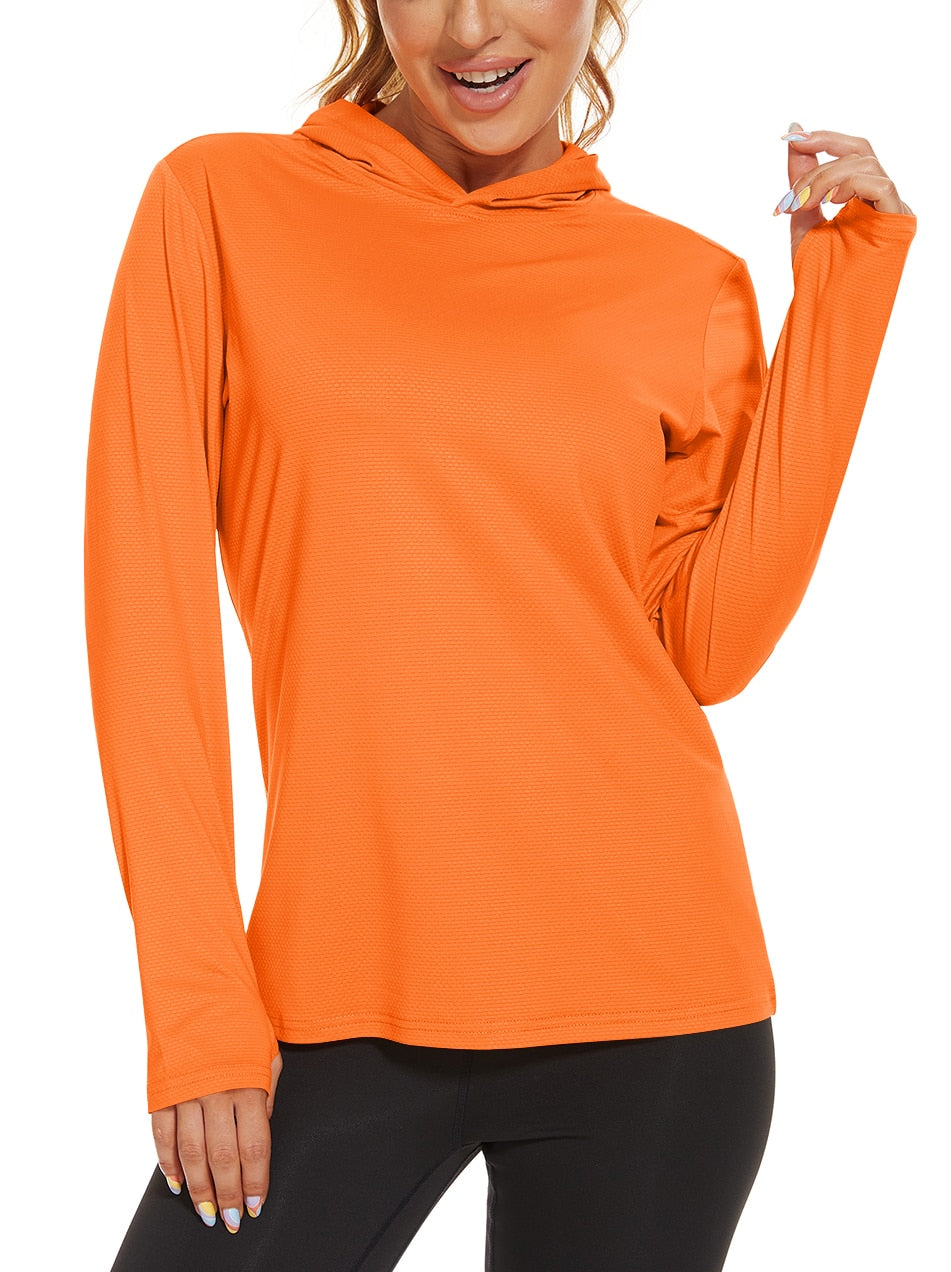 Summer UV/Sun Protection Outdoor Hooded T-shirt Women's Hoodie Shirt UPF 50+ Long Sleeve Fishing Hiking Athletic Shirts The Clothing Company Sydney