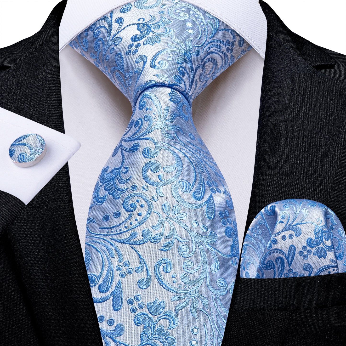 Classic 100% Silk Men's Ties 8cm Blue Plaid Dot Striped Business Necktie Handkerchief Wedding Party Tie Set The Clothing Company Sydney