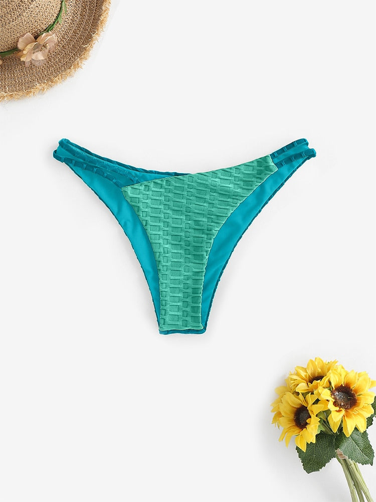 Two Tone Color Block O-ring Honeycomb Textured Bikini Swimwear Mix & Match Swimsuit Separates Beach Top And Bottom The Clothing Company Sydney