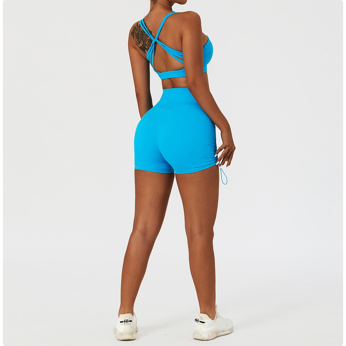 2 Piece Women's Yoga Set Workout Shirts Sport Pants Bra Gym Suits Fitness Shorts Crop Top High Waist Running Leggings Sports Sets The Clothing Company Sydney