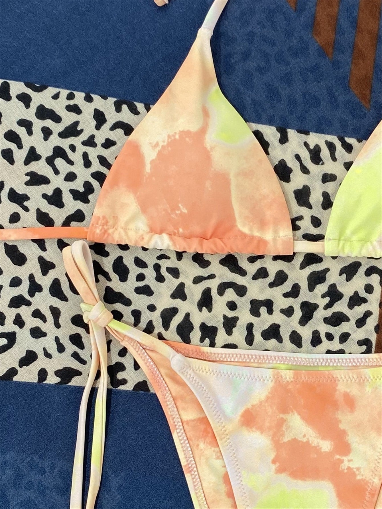 2 Piece Tie Dye Micro Triangle Halter Tie Side Bikini Swimsuit Swimwear Bikini Set Summer Beach Bathing Suit The Clothing Company Sydney