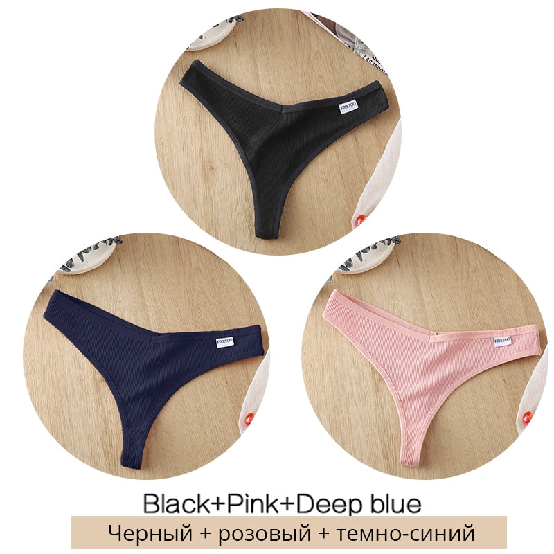 3 pack/Set Women's Cotton Mix Thongs Panties Low Waist G-String Briefs Ladies Brazilian Lingerie Girls Breathable Intimates The Clothing Company Sydney