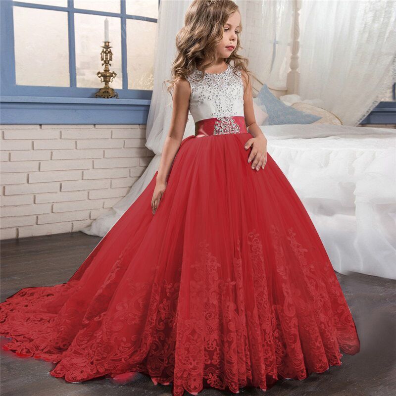 Kid Wedding Dresses for Girls Elegant Flower Princess Long Gown Baby Girl Christmas Dress Size 6 12 14 Years The Clothing Company Sydney