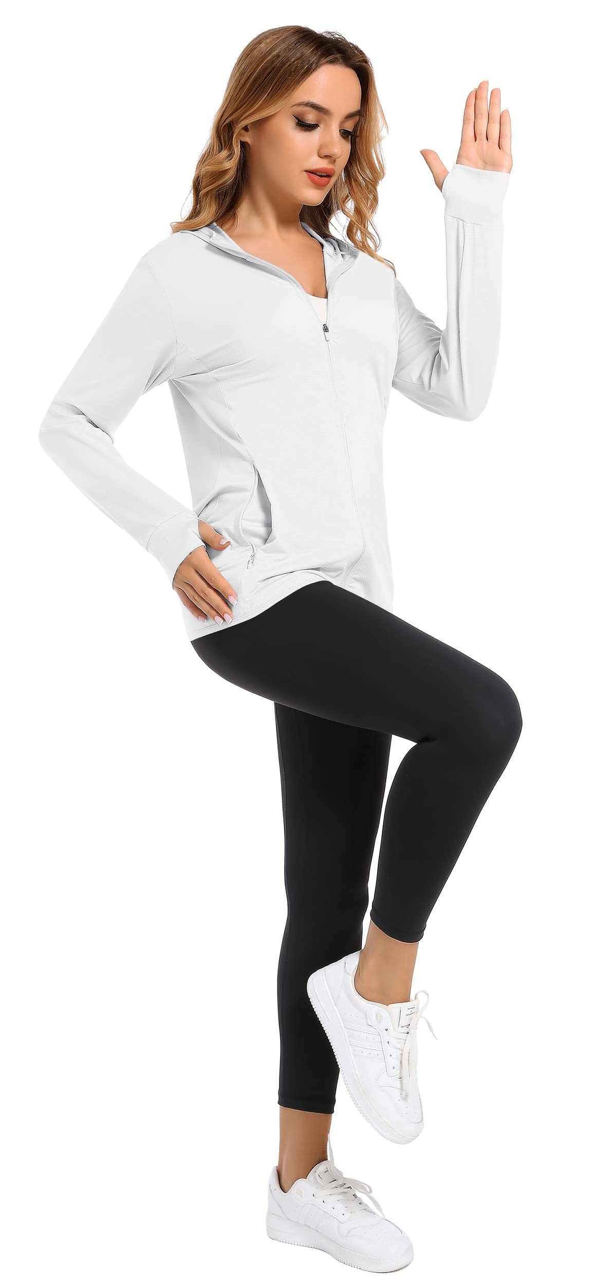 Summer Sun Protection Hoodies Women's Long Sleeve Casual Shirts UPF 50+ Sun Block Full Zip T-shirts With Zipper Pockets The Clothing Company Sydney