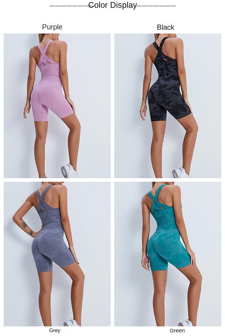Seamless Jumpsuits Yoga Set Sports Fitness High Waist Hip Raise Back Jumpsuits Workout Clothes Gym Leggings Set for Women The Clothing Company Sydney