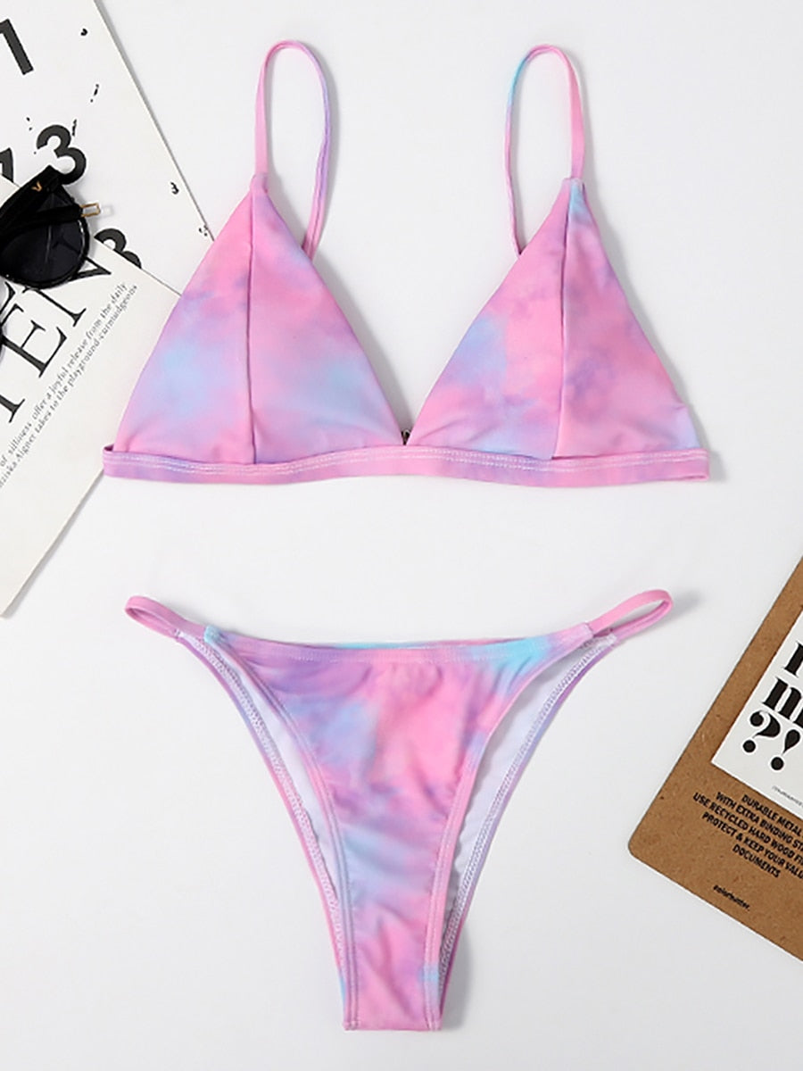 2 Piece Bikini Micro Women's Swimsuit Tie Dye Mini Thong Bikinis Set Brazilian Swimming Swimwear Bathing Suit The Clothing Company Sydney