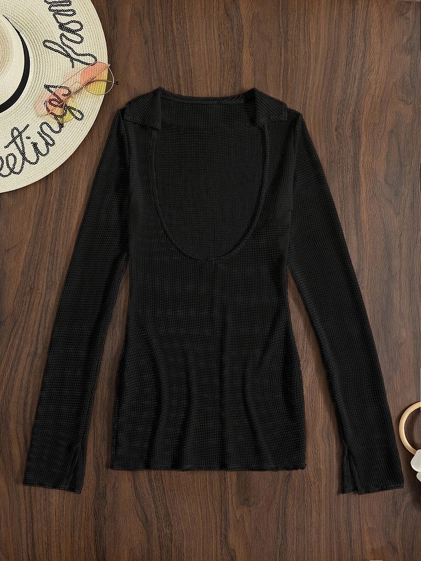 Slit Cuff Plunge Neck Three Piece Bikini Set with Cover Up Plain Swimsuit Women Swimwear Summer Beach Bathing Suit The Clothing Company Sydney