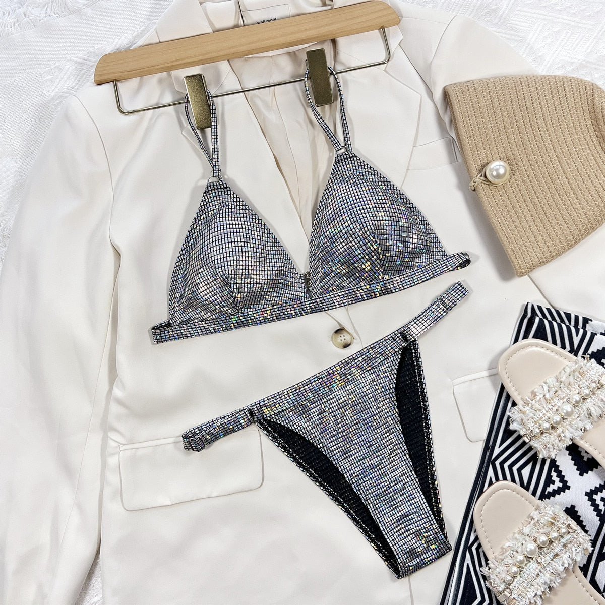 2 Piece Bikini Push Up Swimwear Floral Print Bikinis Set Back Lace-up Swimsuit Bathing Suit Beach Wear The Clothing Company Sydney