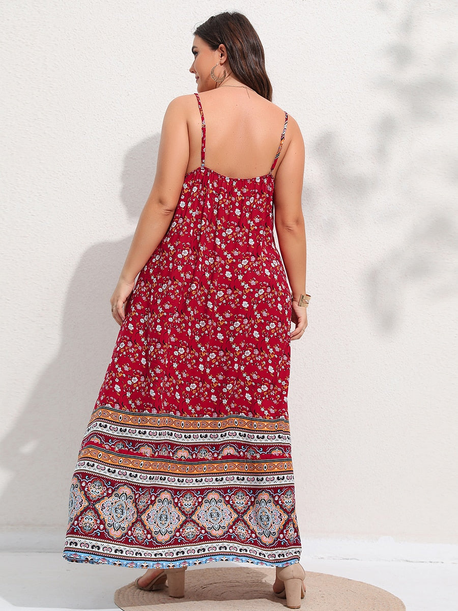 Ditsy Floral Maxi Cami Dress Backless Plus Size Women's Summer Elegant Large Hem Beach Dresses The Clothing Company Sydney
