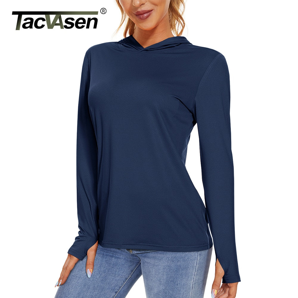 Summer UV/Sun Protection Outdoor Hooded T-shirt Women's Hoodie Shirt UPF 50+ Long Sleeve Fishing Hiking Athletic Shirts The Clothing Company Sydney