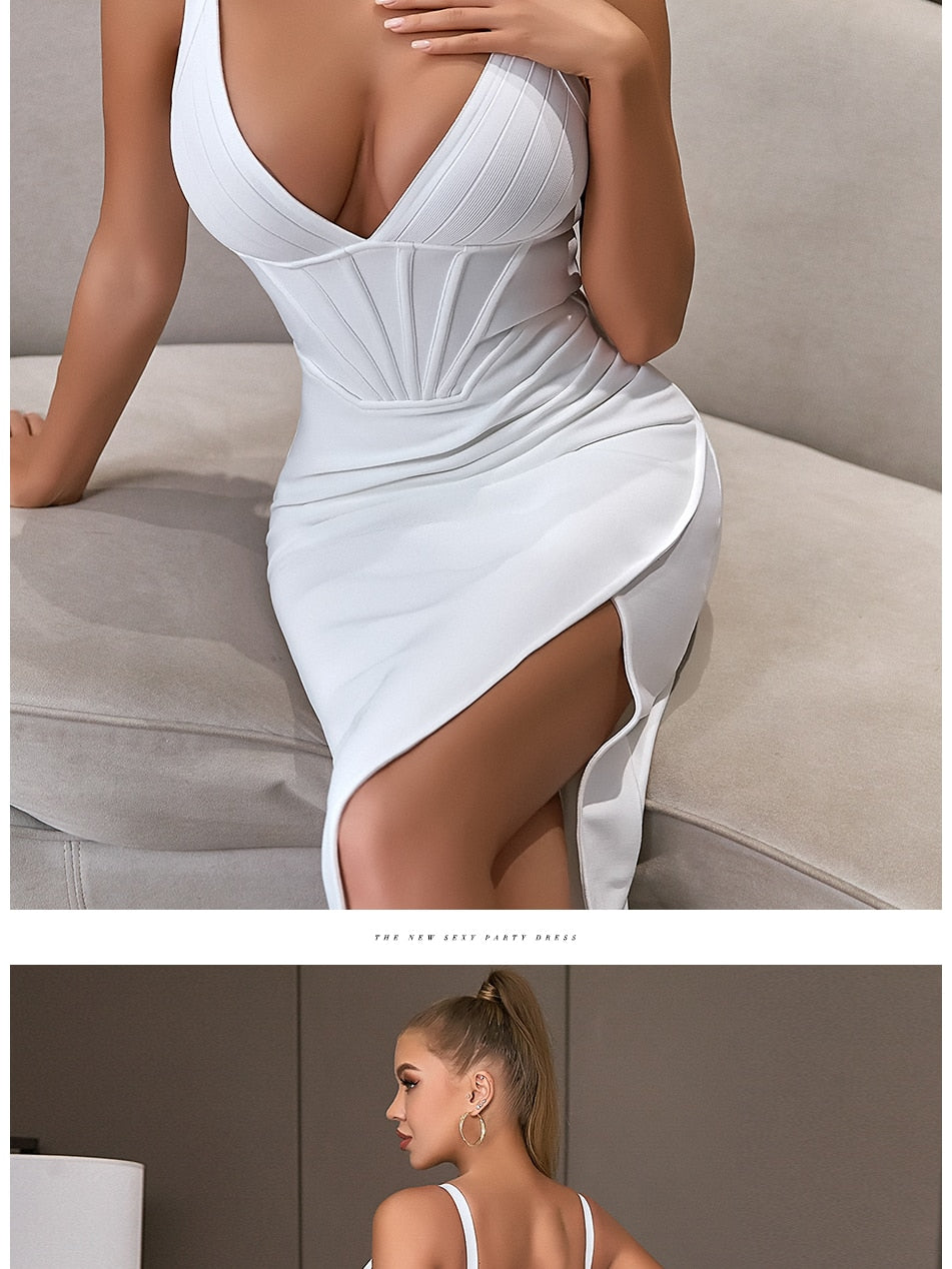 Spaghetti Strap Bodycon Bandage Dress Summer V Neck Club Elegant Outwear Celebrity Runway Party Dress The Clothing Company Sydney