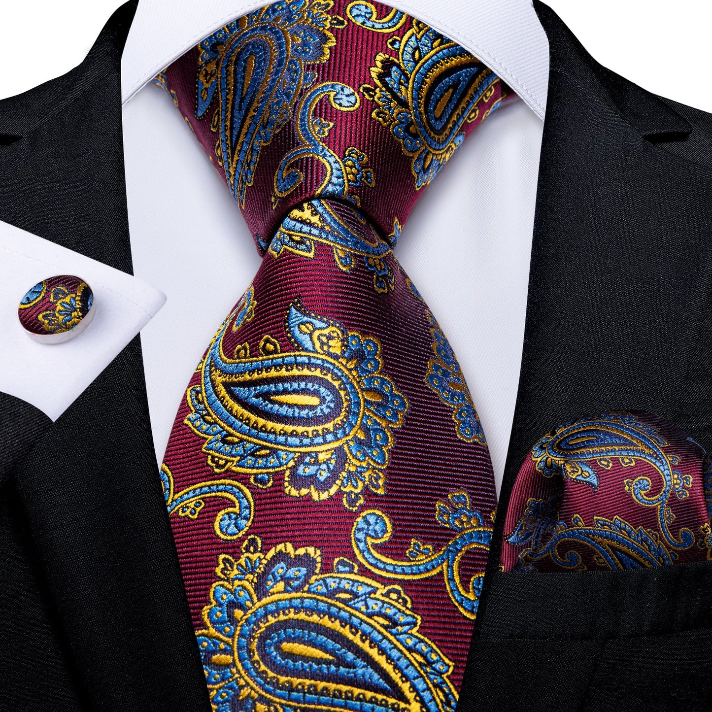 Designer Wedding Men's Tie Red Solid Striped Paisley Neckties For Men Business Hanky Cufflinks Tie Set The Clothing Company Sydney