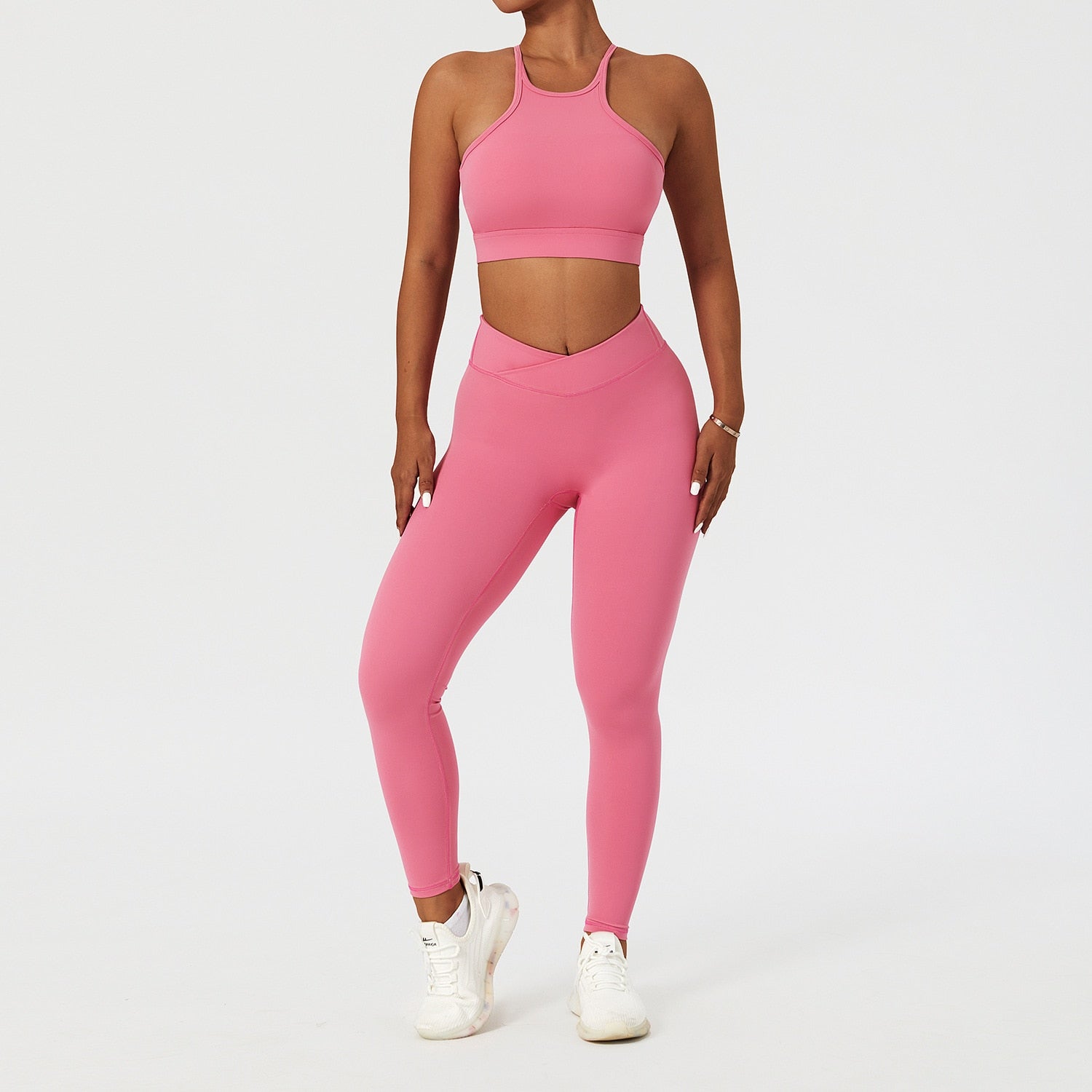 2 Piece Women's Yoga Set Workout Shirts Sport Pants Bra Gym Suits Fitness Shorts Crop Top High Waist Running Leggings Sports Sets The Clothing Company Sydney
