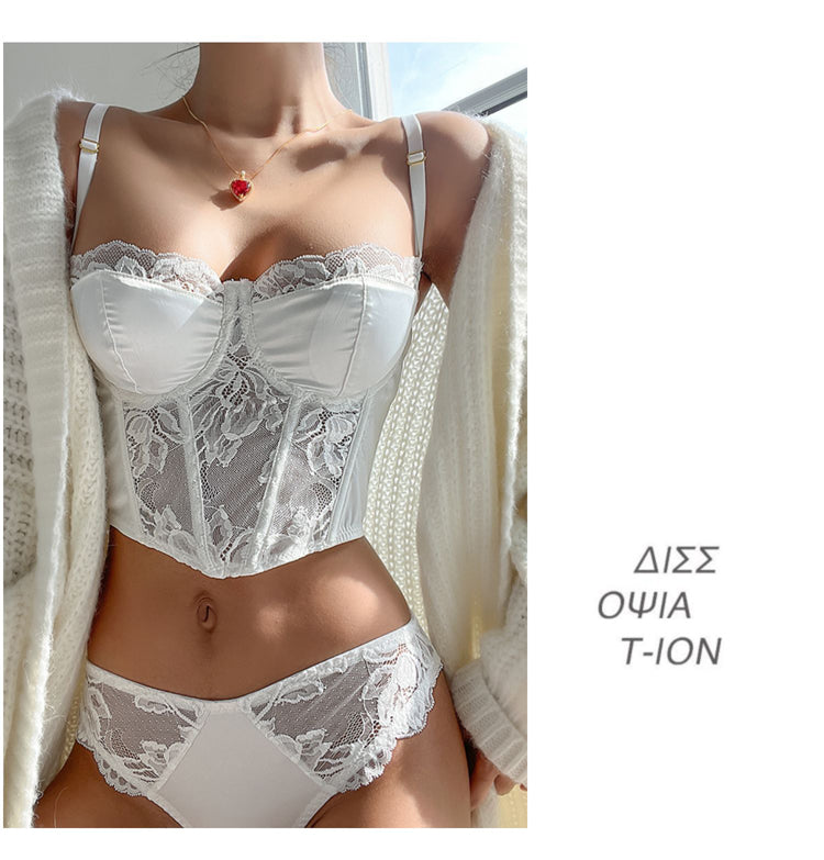 Lace Embroidery Bra Set Lingerie Steel Rubber Bone Push Up Bras French Brassiere Top and Panty Set Underwear The Clothing Company Sydney