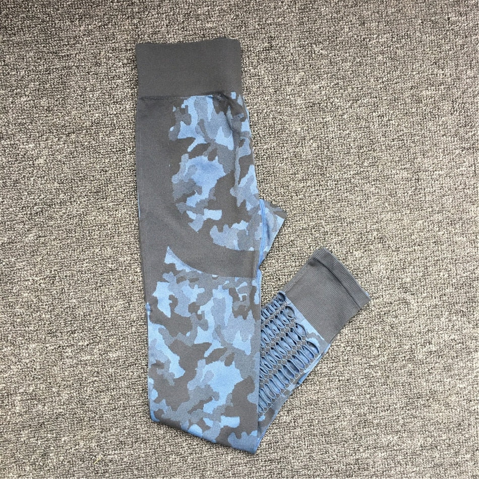 2PCS Camouflage Set Women Yoga Suit Sport Set Gym Workout Clothes Long Sleeve Fitness Crop Top High Waist Seamless Camo Leggings The Clothing Company Sydney