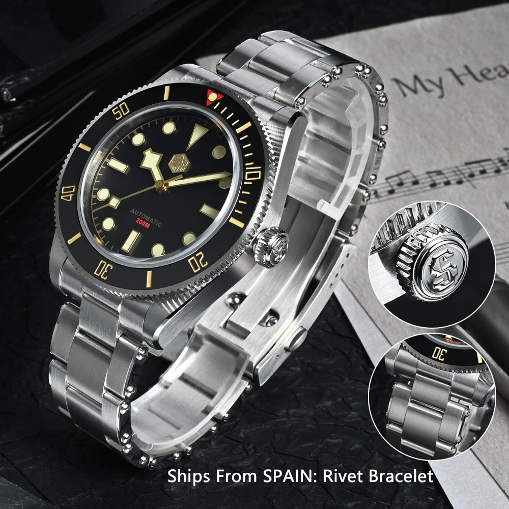 San Martin Luxury Men's Ladies Unisex 40mm Diver BB58 Vintage Automatic Business Wristwatche End Links Sapphire 20 Bar Watch The Clothing Company Sydney
