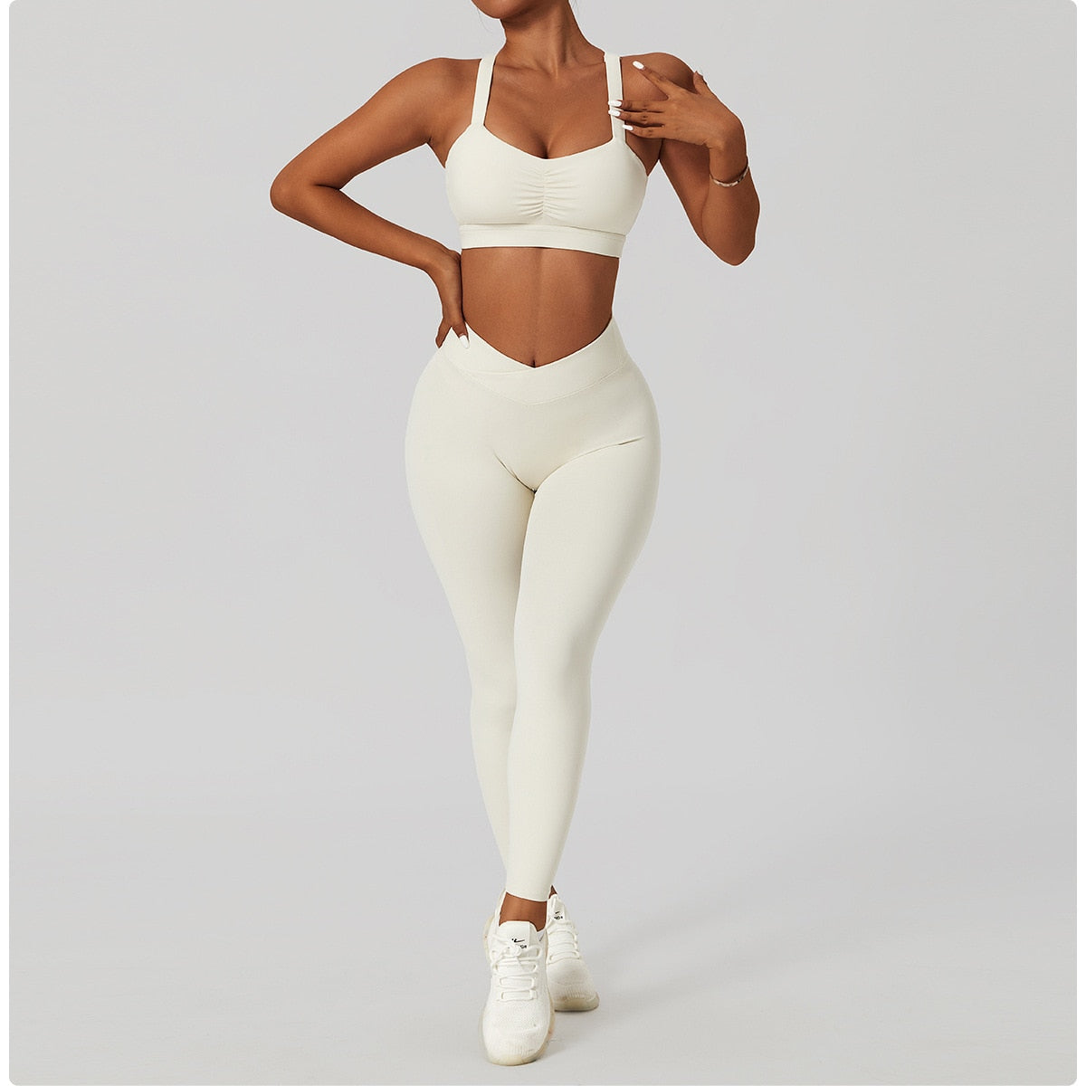 2 Piece Women's Yoga Set Workout Shirts Sport Pants Bra Gym Suits Fitness Shorts Crop Top High Waist Running Leggings Sports Sets The Clothing Company Sydney