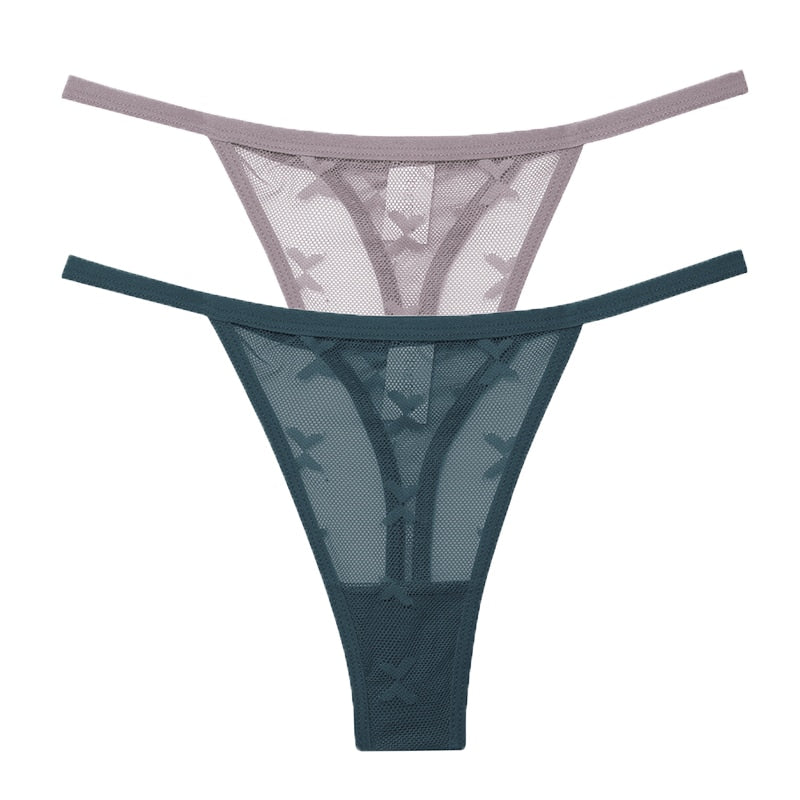 2 Pack Set Mesh Transparent Thong Women's Panties Underwear Seamless G-String Underpants Intimates Lingerie The Clothing Company Sydney