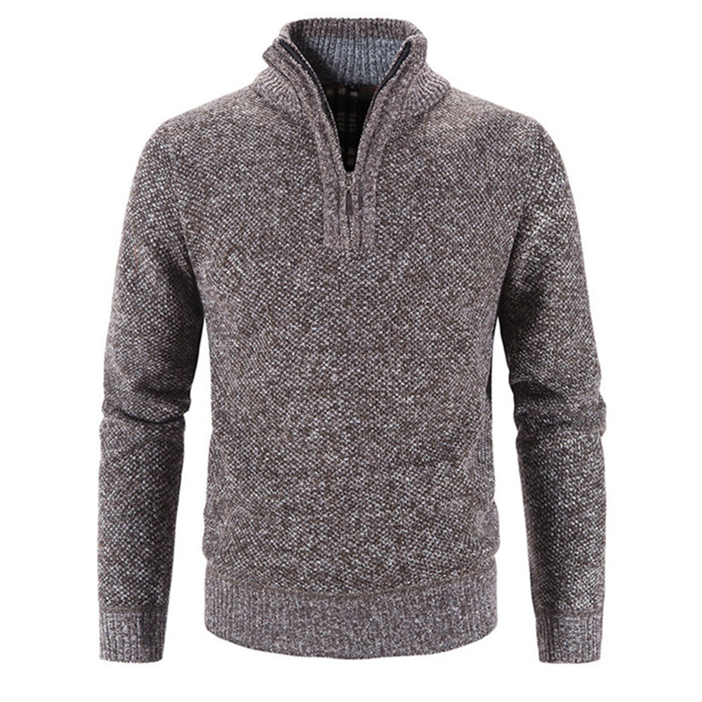 Winter Men's Fleece Thicker Sweater Half Zipper Turtleneck Warm Pullover Quality Male Slim Knitted Sweaters The Clothing Company Sydney
